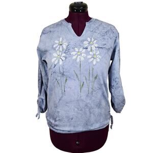 Women's Kunky's Blue All Tie Pullover Hand Painted Top Sweatshirt | Size Small